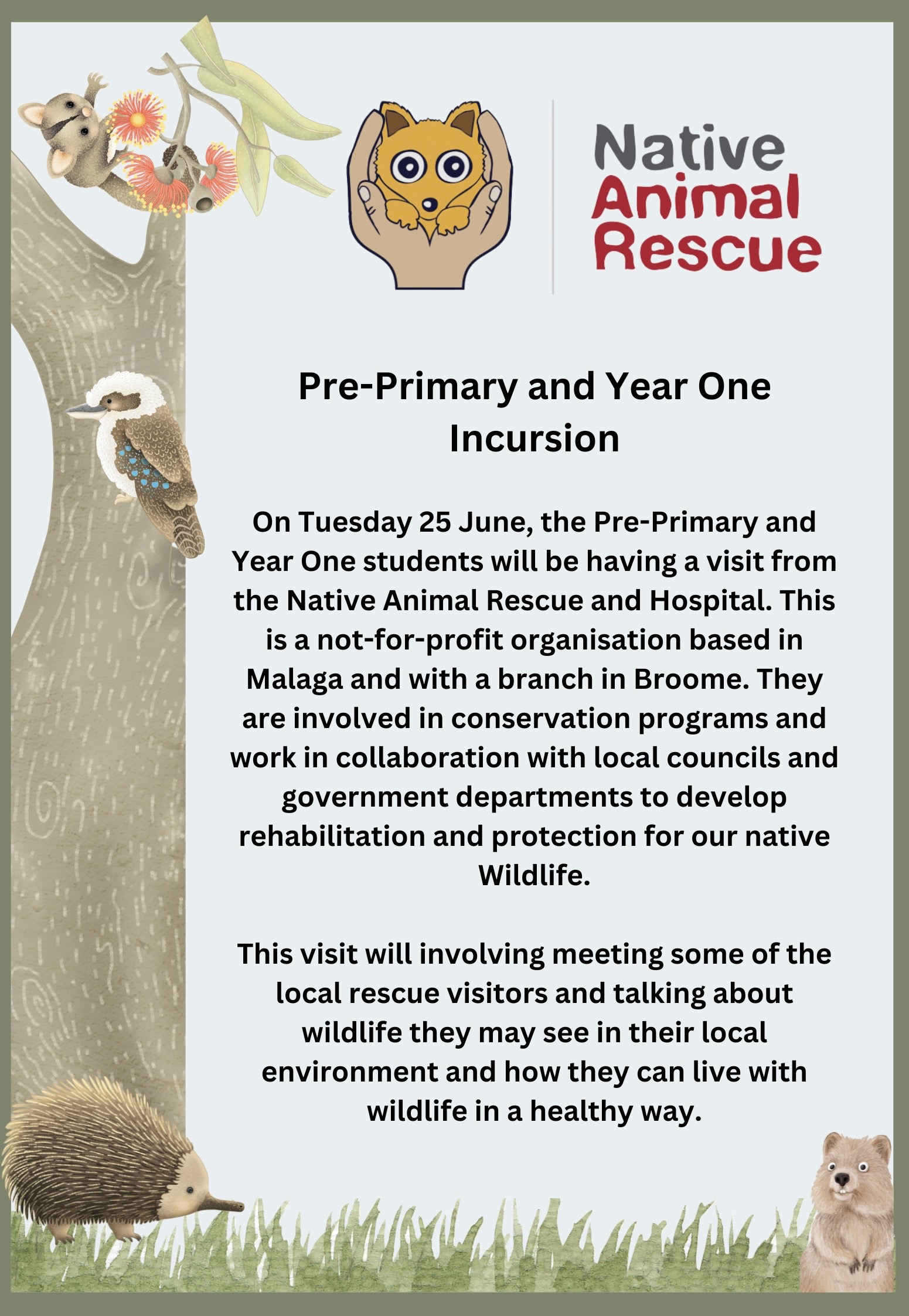 Pre-Primary and Year 1 Incursion - Tuesday 25th June