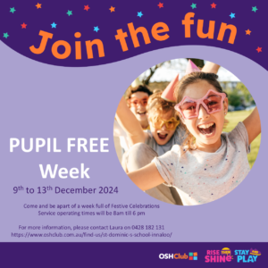 NEW Pupil Free Week OSHClub Service - 9th to 13th December 2024 (Week 10)